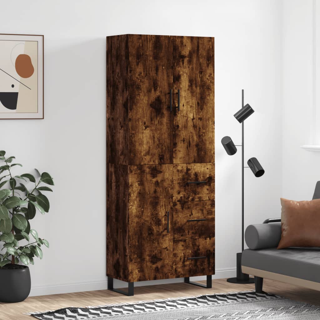 vidaXL Witrynka przydymiony dąb 69,5x34x180 cm materiał drewnopochodny