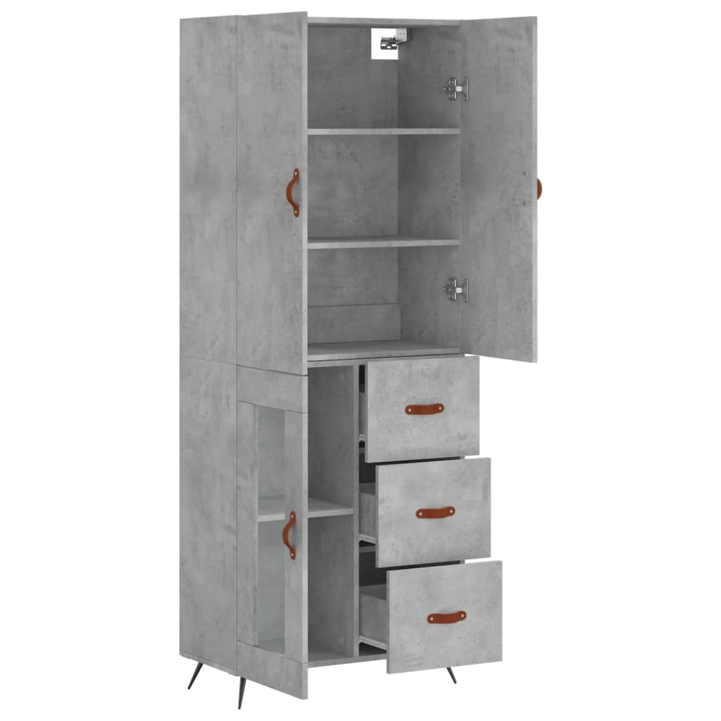 vidaXL Witrynka, szarość betonu 69,5x34x180 cm materiał drewnopochodny
