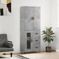 vidaXL Witrynka, szarość betonu 69,5x34x180 cm materiał drewnopochodny