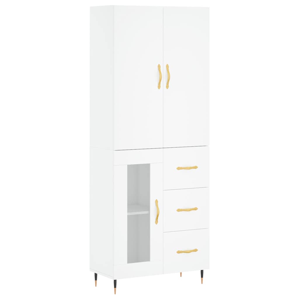 vidaXL Witrynka, biała, 69,5x34x180 cm, materiał drewnopochodny