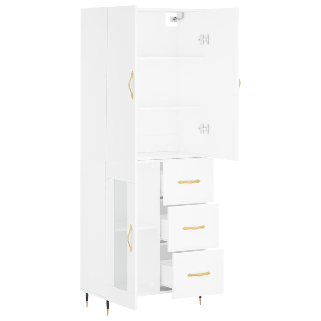 vidaXL Witrynka, biała, 69,5x34x180 cm, materiał drewnopochodny