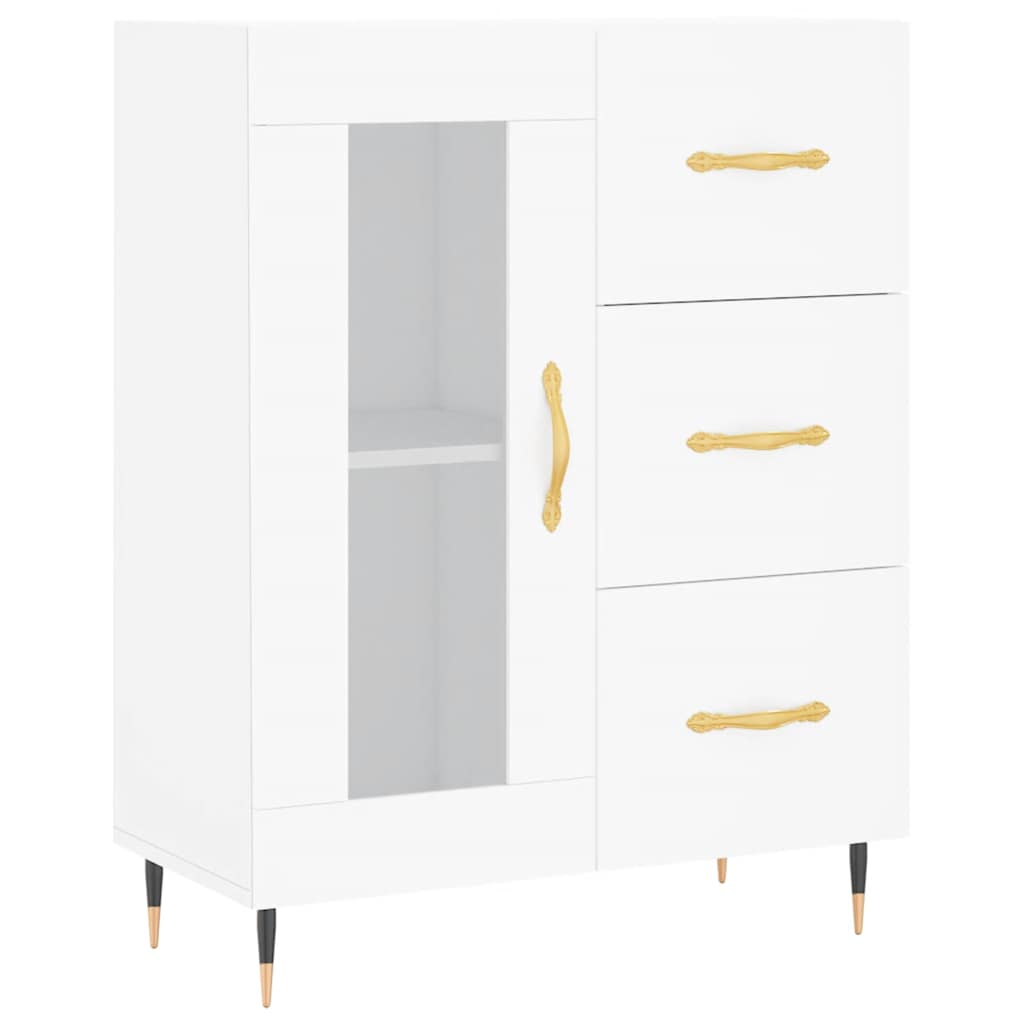 vidaXL Witrynka, biała, 69,5x34x180 cm, materiał drewnopochodny