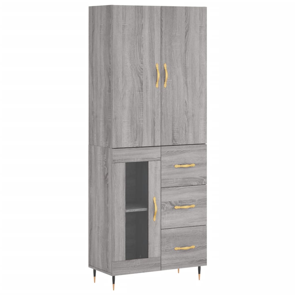 vidaXL Witrynka szary dąb sonoma 69,5x34x180cm materiał drewnopochodny