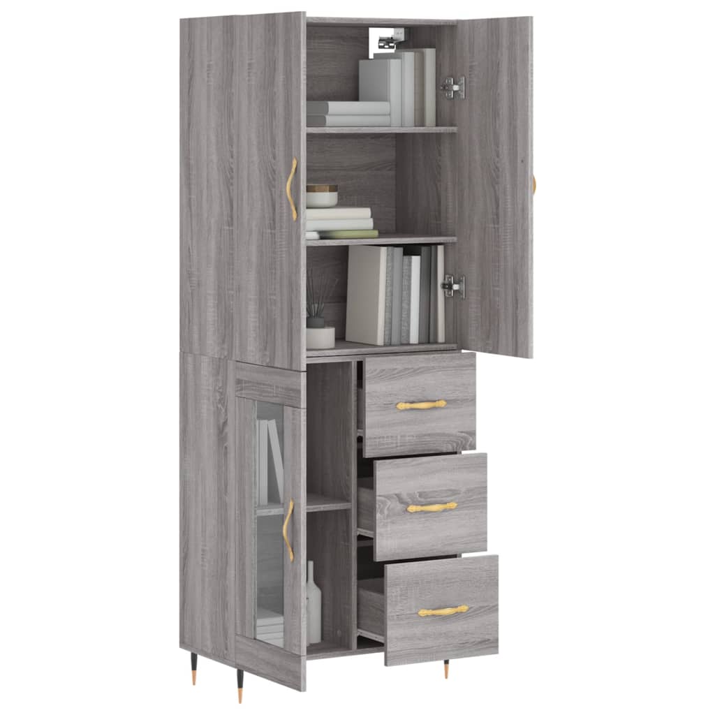 vidaXL Witrynka szary dąb sonoma 69,5x34x180cm materiał drewnopochodny