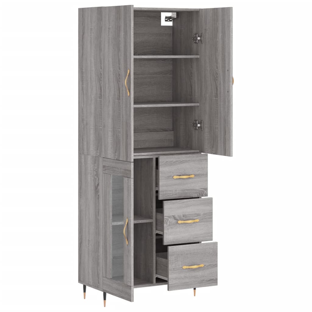 vidaXL Witrynka szary dąb sonoma 69,5x34x180cm materiał drewnopochodny