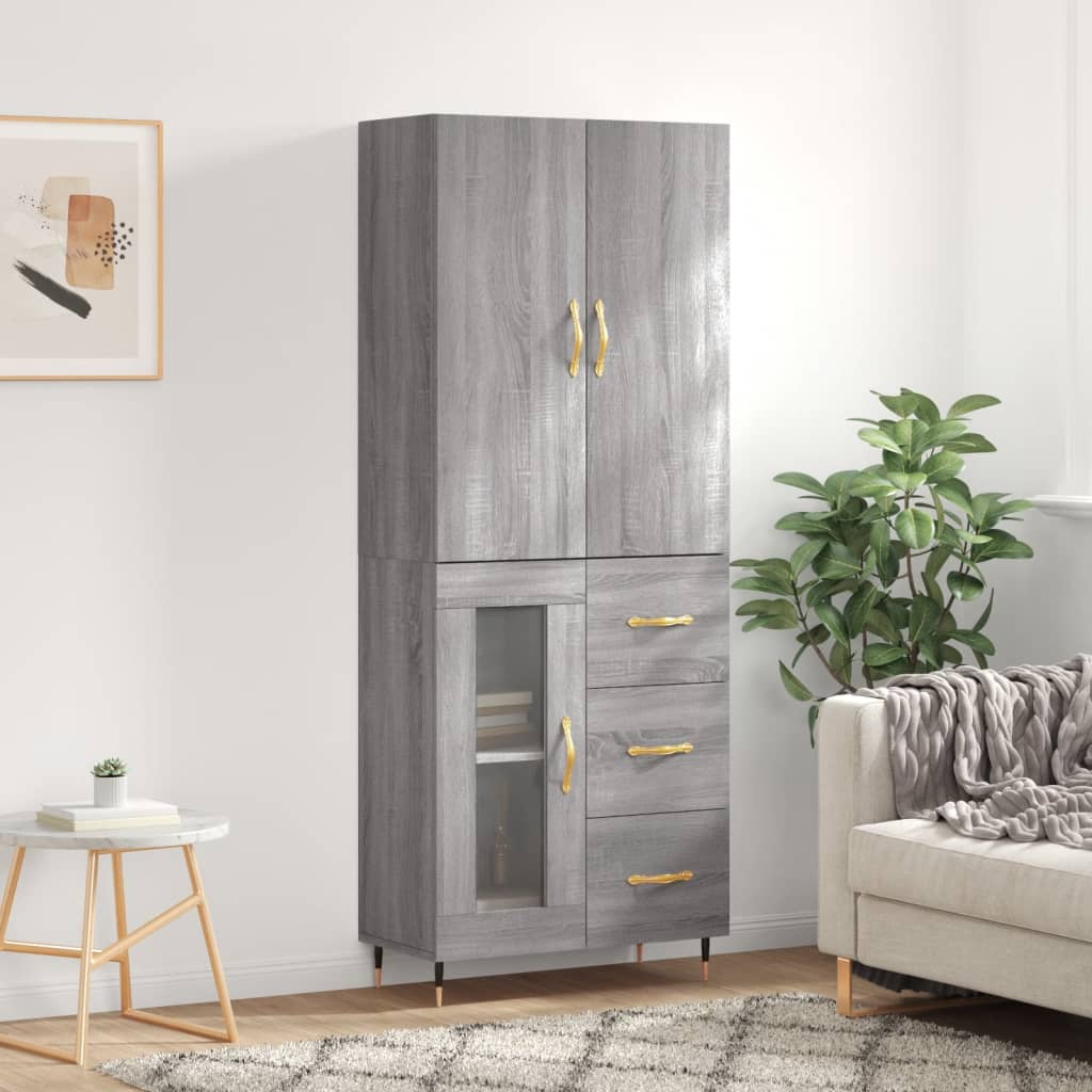 vidaXL Witrynka szary dąb sonoma 69,5x34x180cm materiał drewnopochodny