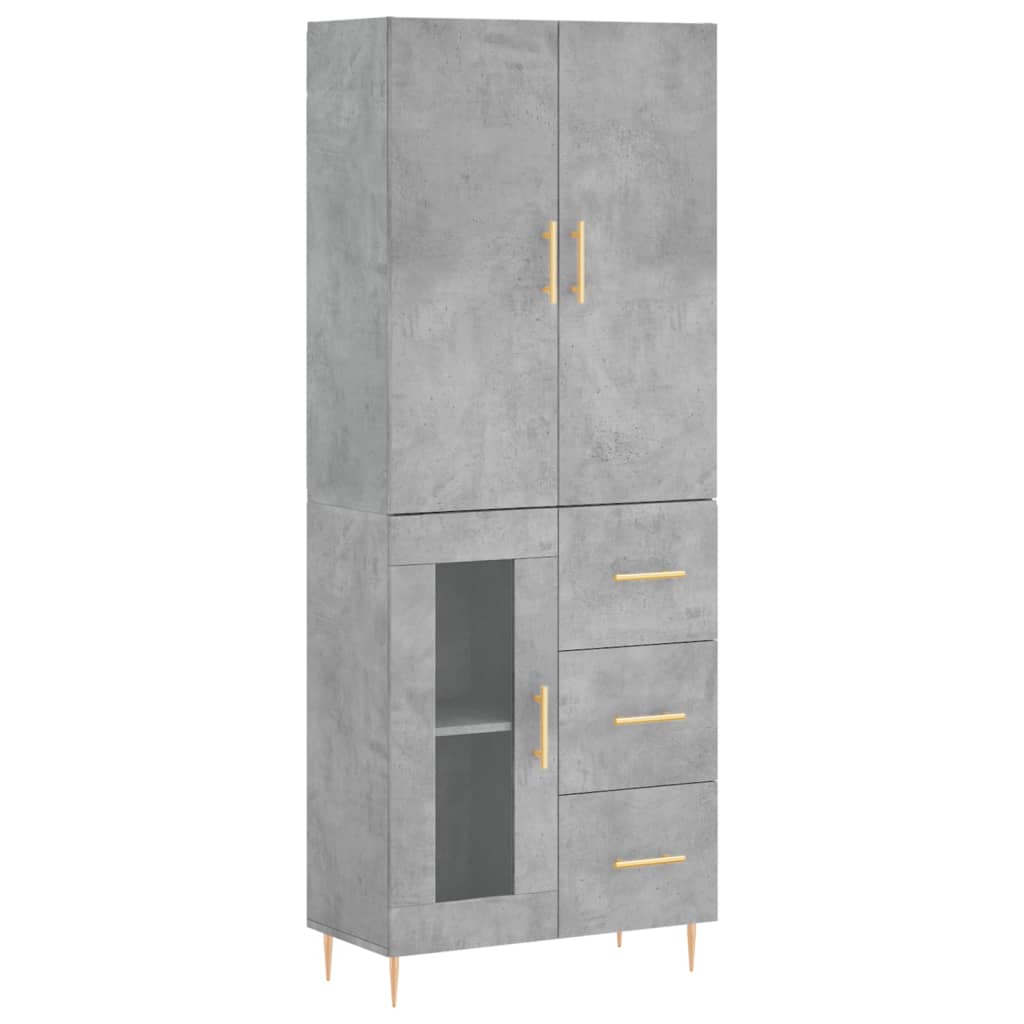 vidaXL Witrynka, szarość betonu 69,5x34x180 cm materiał drewnopochodny