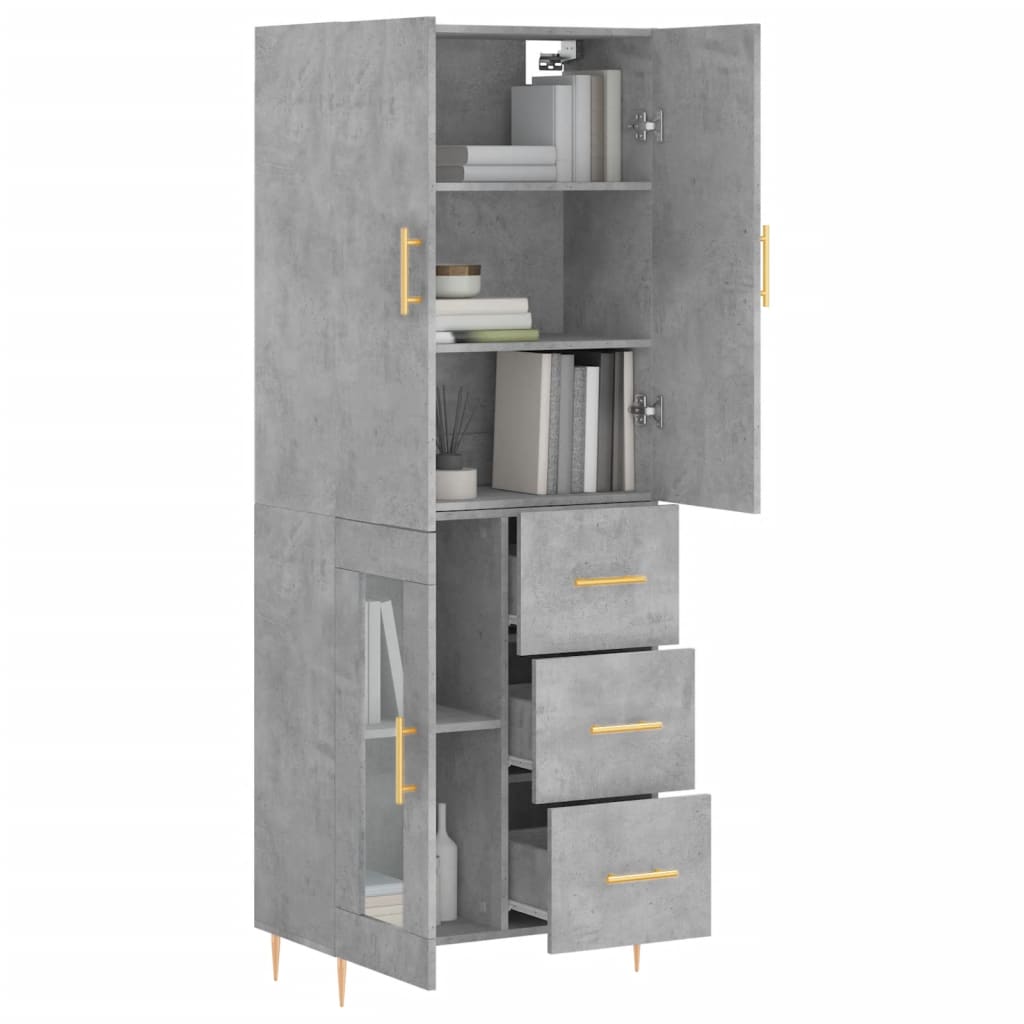 vidaXL Witrynka, szarość betonu 69,5x34x180 cm materiał drewnopochodny