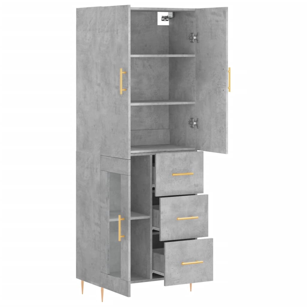 vidaXL Witrynka, szarość betonu 69,5x34x180 cm materiał drewnopochodny