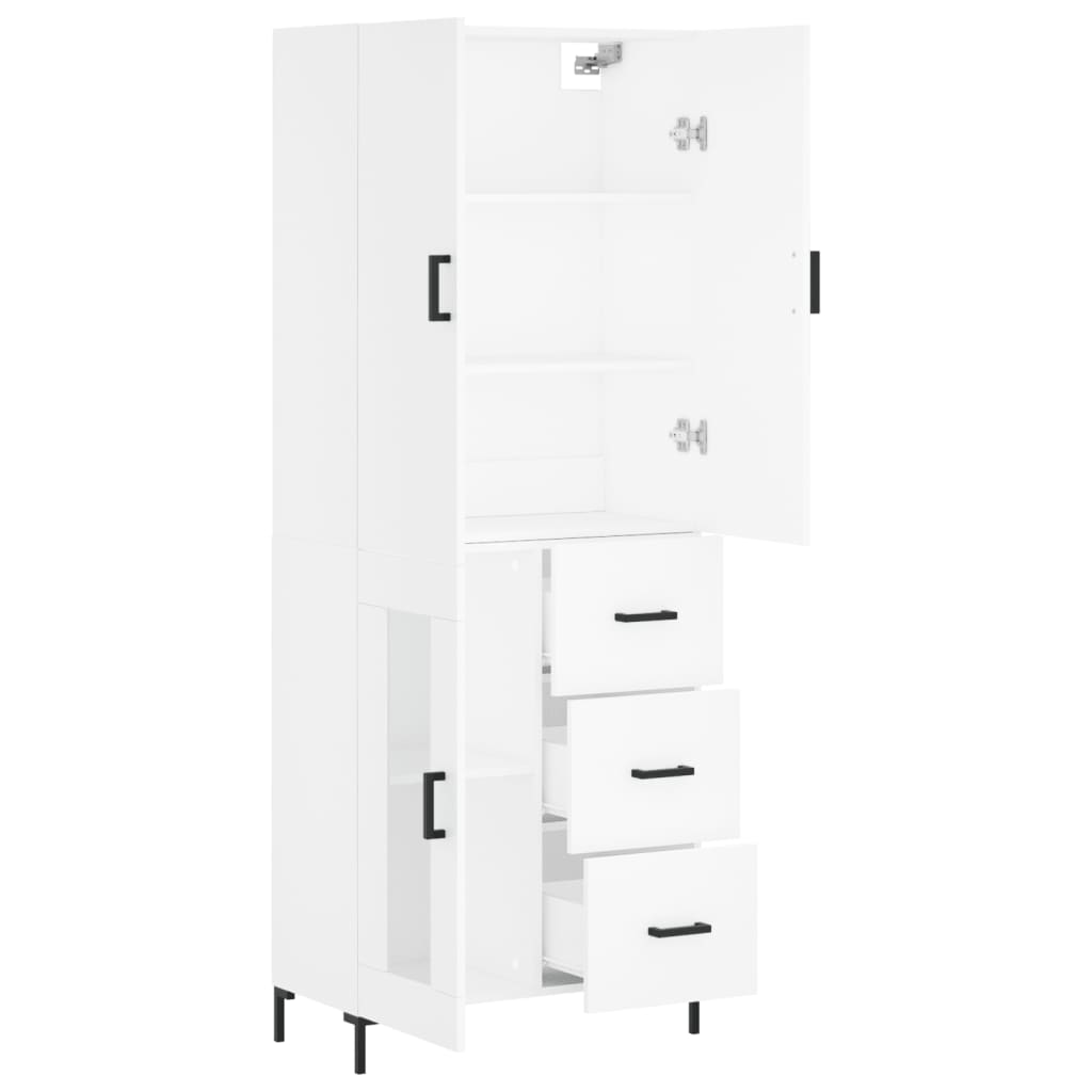 vidaXL Witrynka, biała, 69,5x34x180 cm, materiał drewnopochodny