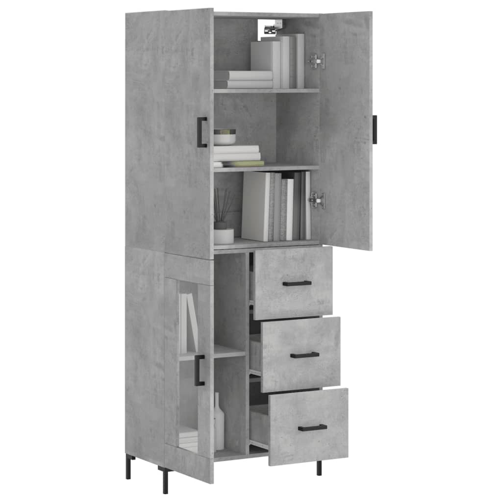 vidaXL Witrynka, szarość betonu 69,5x34x180 cm materiał drewnopochodny