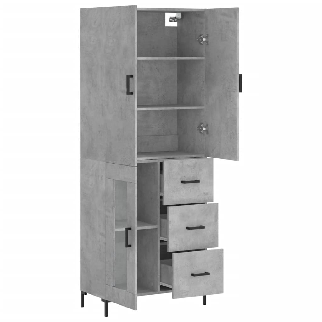 vidaXL Witrynka, szarość betonu 69,5x34x180 cm materiał drewnopochodny