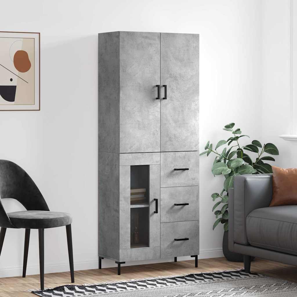 vidaXL Witrynka, szarość betonu 69,5x34x180 cm materiał drewnopochodny