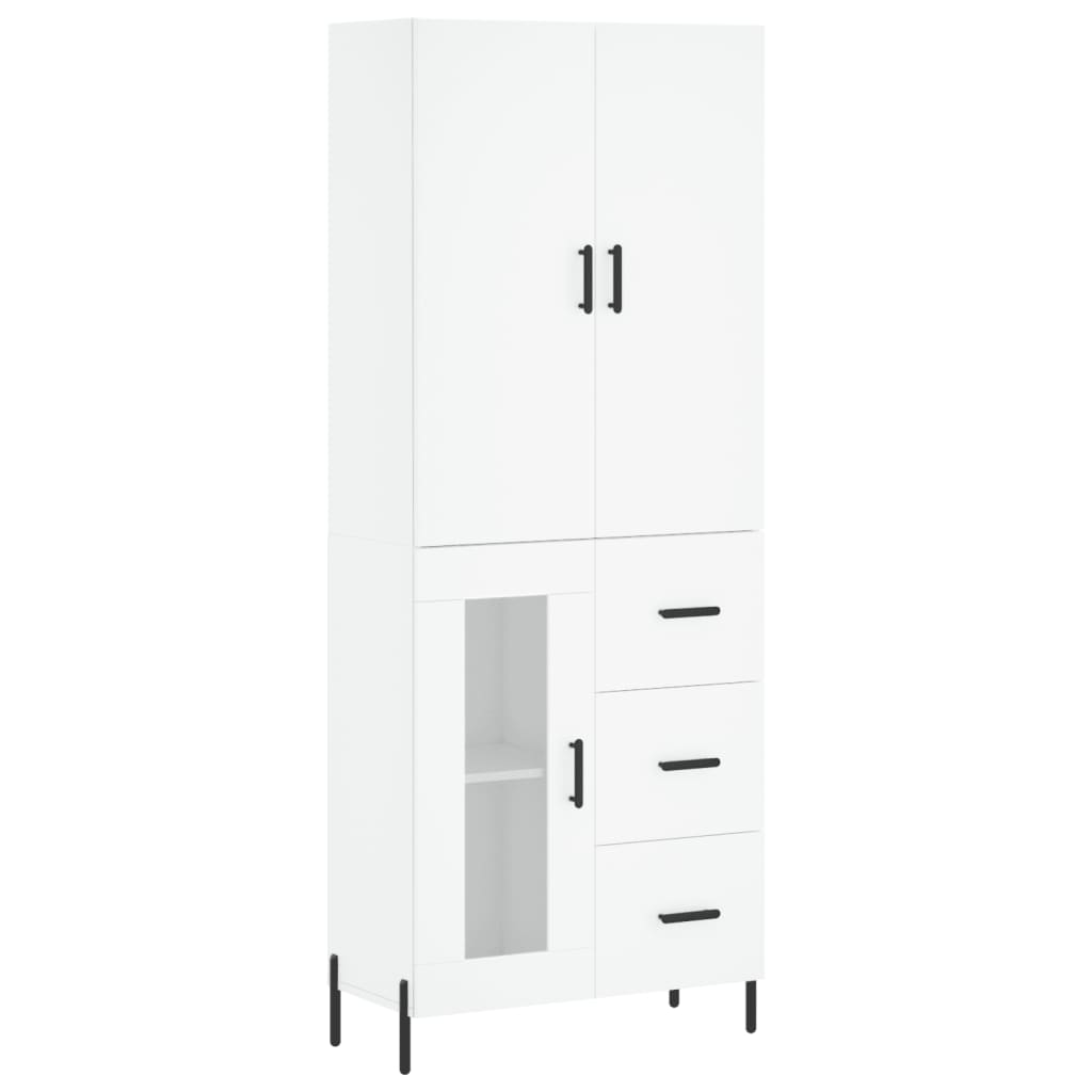 vidaXL Witrynka, biała, 69,5x34x180 cm, materiał drewnopochodny