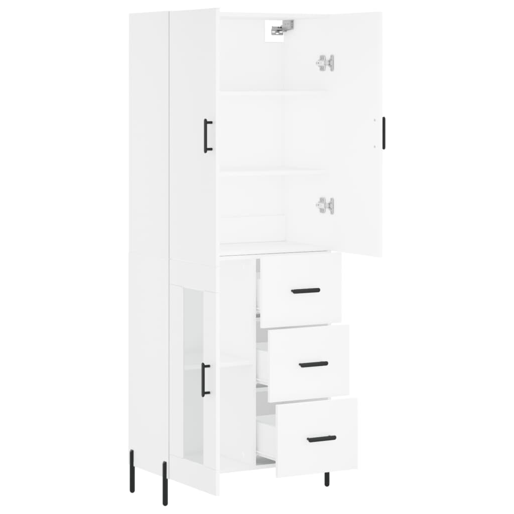 vidaXL Witrynka, biała, 69,5x34x180 cm, materiał drewnopochodny