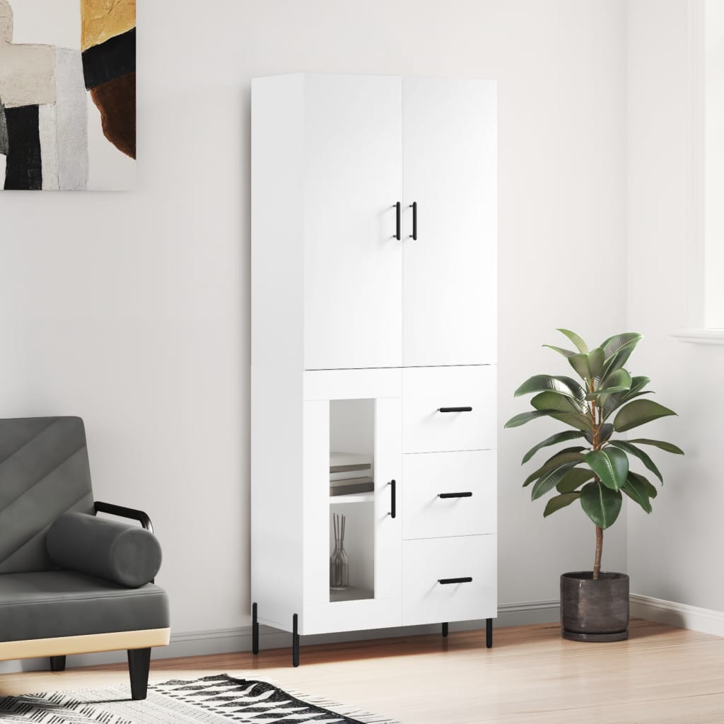 vidaXL Witrynka, biała, 69,5x34x180 cm, materiał drewnopochodny