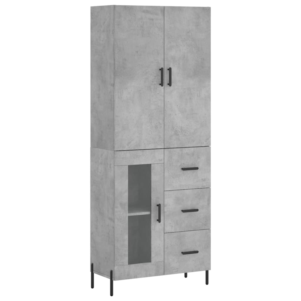 vidaXL Witrynka, szarość betonu 69,5x34x180 cm materiał drewnopochodny