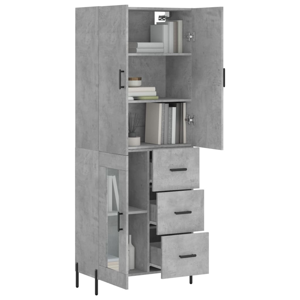vidaXL Witrynka, szarość betonu 69,5x34x180 cm materiał drewnopochodny