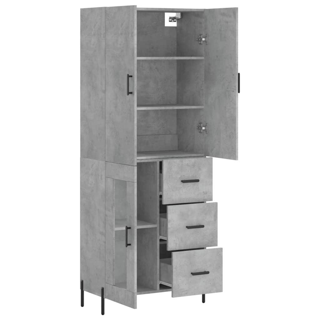 vidaXL Witrynka, szarość betonu 69,5x34x180 cm materiał drewnopochodny