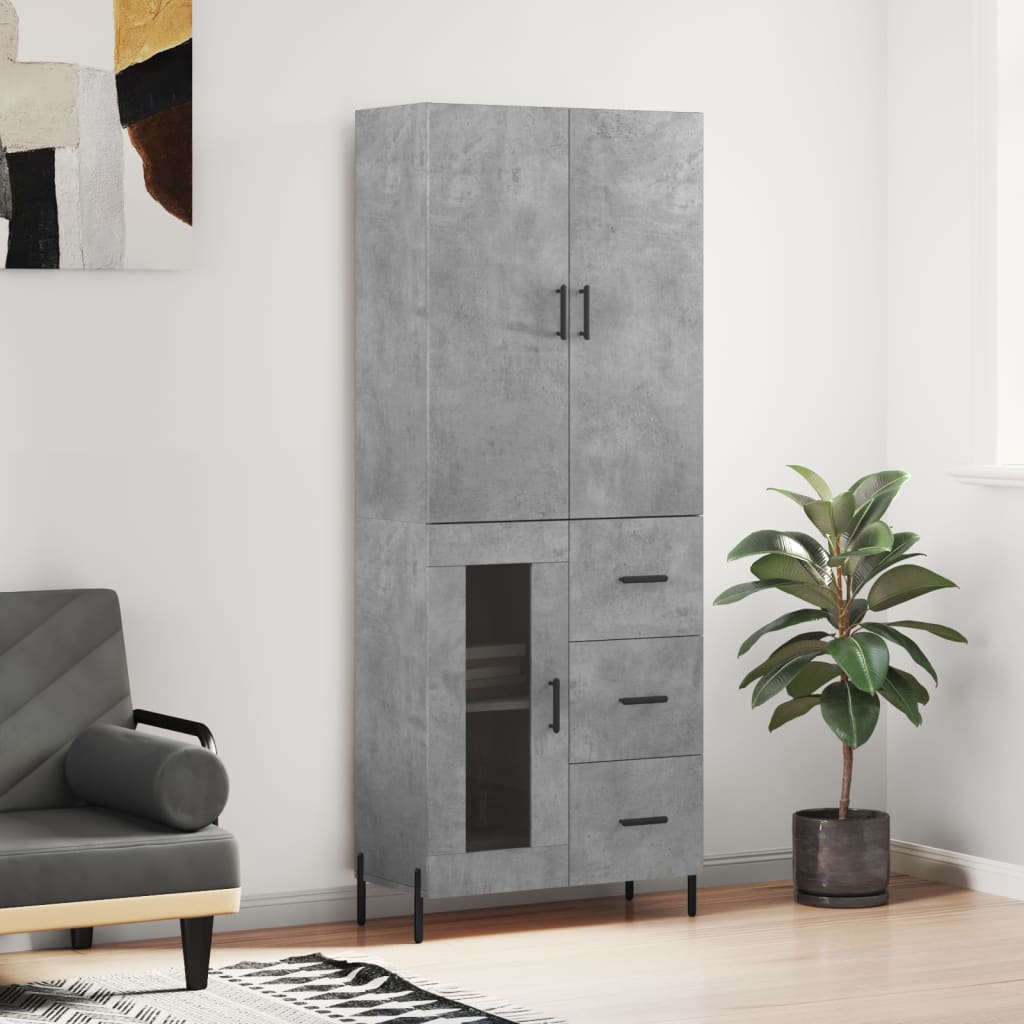 vidaXL Witrynka, szarość betonu 69,5x34x180 cm materiał drewnopochodny