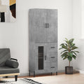 vidaXL Witrynka, szarość betonu 69,5x34x180 cm materiał drewnopochodny