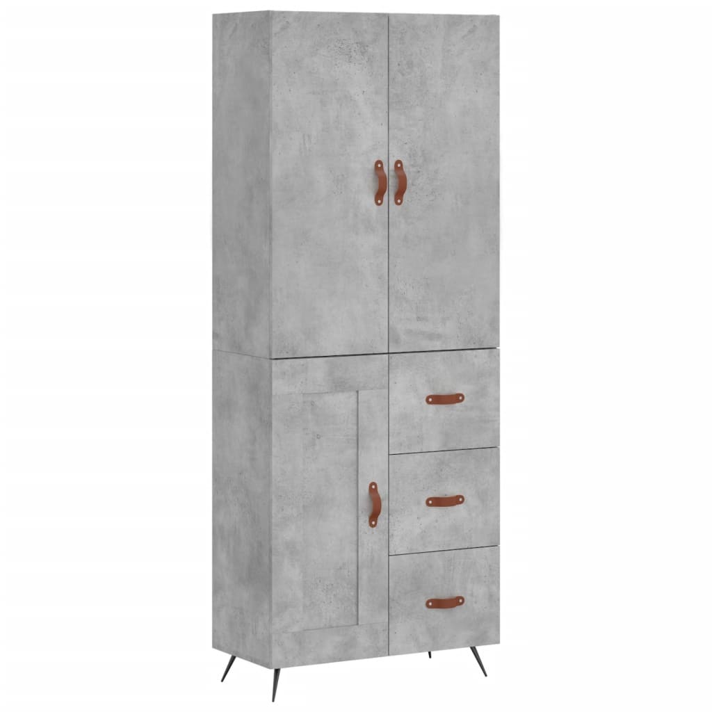vidaXL Witrynka, szarość betonu 69,5x34x180 cm materiał drewnopochodny