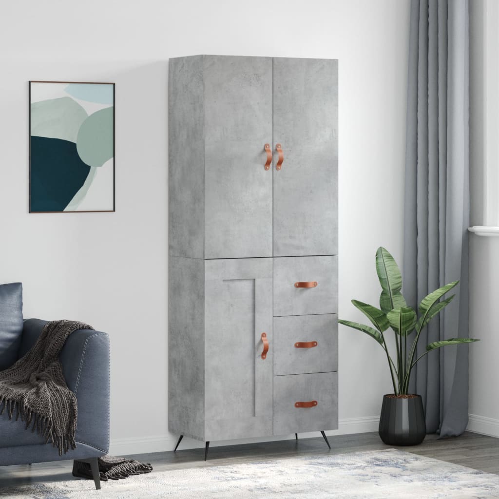 vidaXL Witrynka, szarość betonu 69,5x34x180 cm materiał drewnopochodny