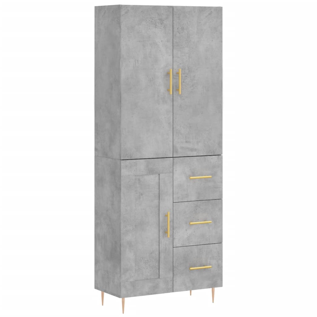 vidaXL Witrynka, szarość betonu 69,5x34x180 cm materiał drewnopochodny