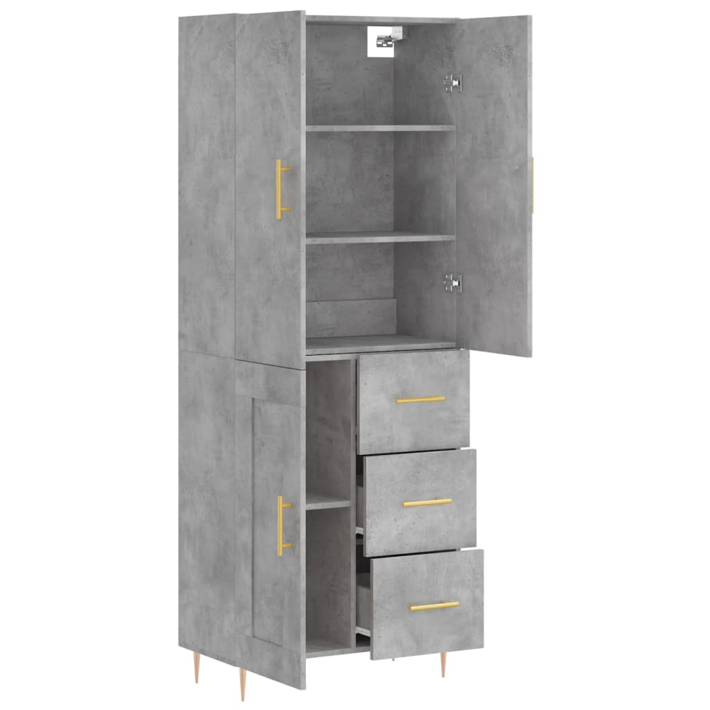 vidaXL Witrynka, szarość betonu 69,5x34x180 cm materiał drewnopochodny