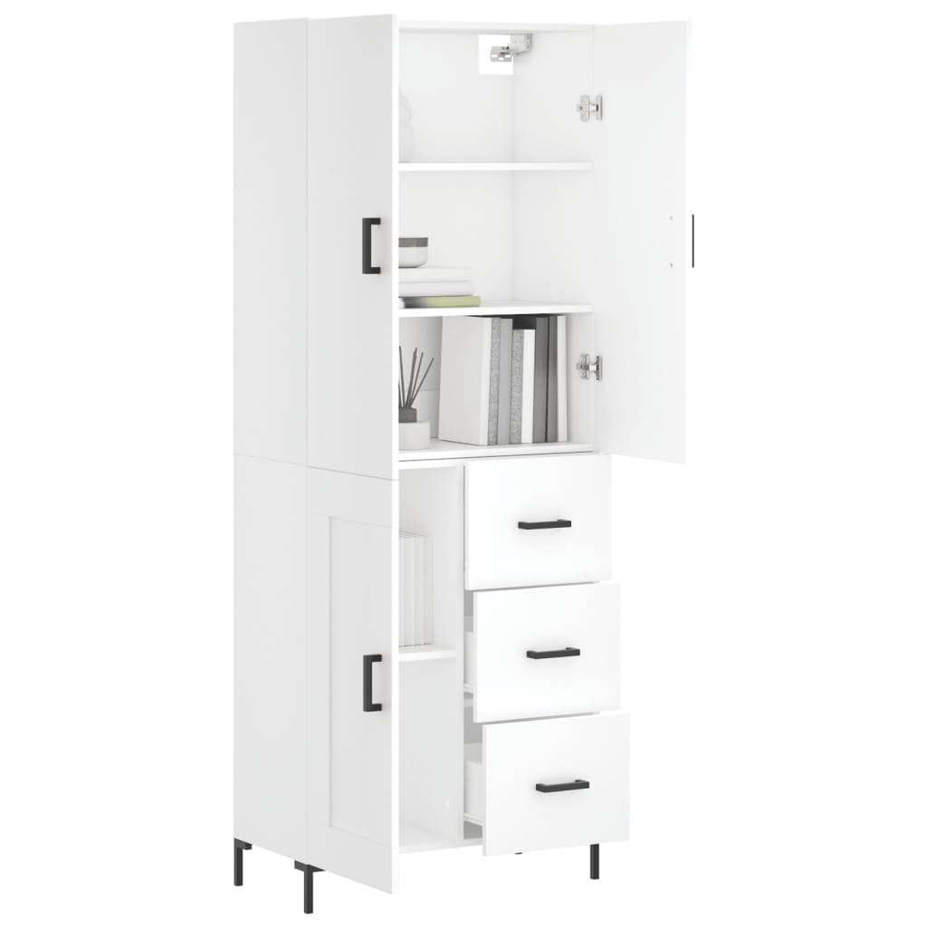 vidaXL Witrynka, biała, 69,5x34x180 cm, materiał drewnopochodny