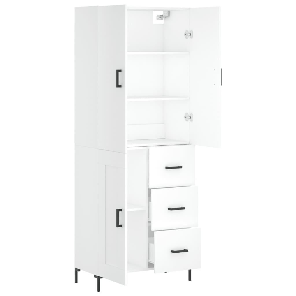 vidaXL Witrynka, biała, 69,5x34x180 cm, materiał drewnopochodny
