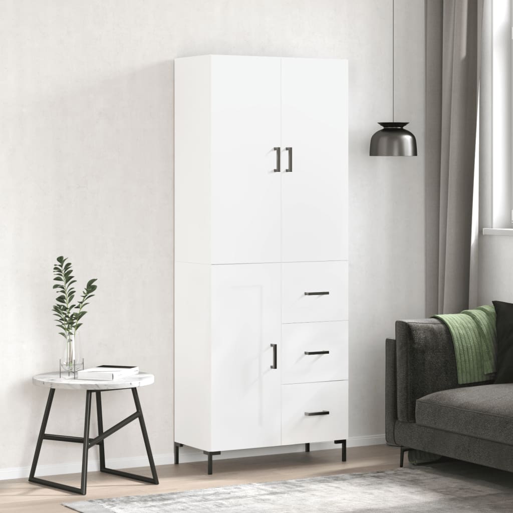 vidaXL Witrynka, biała, 69,5x34x180 cm, materiał drewnopochodny