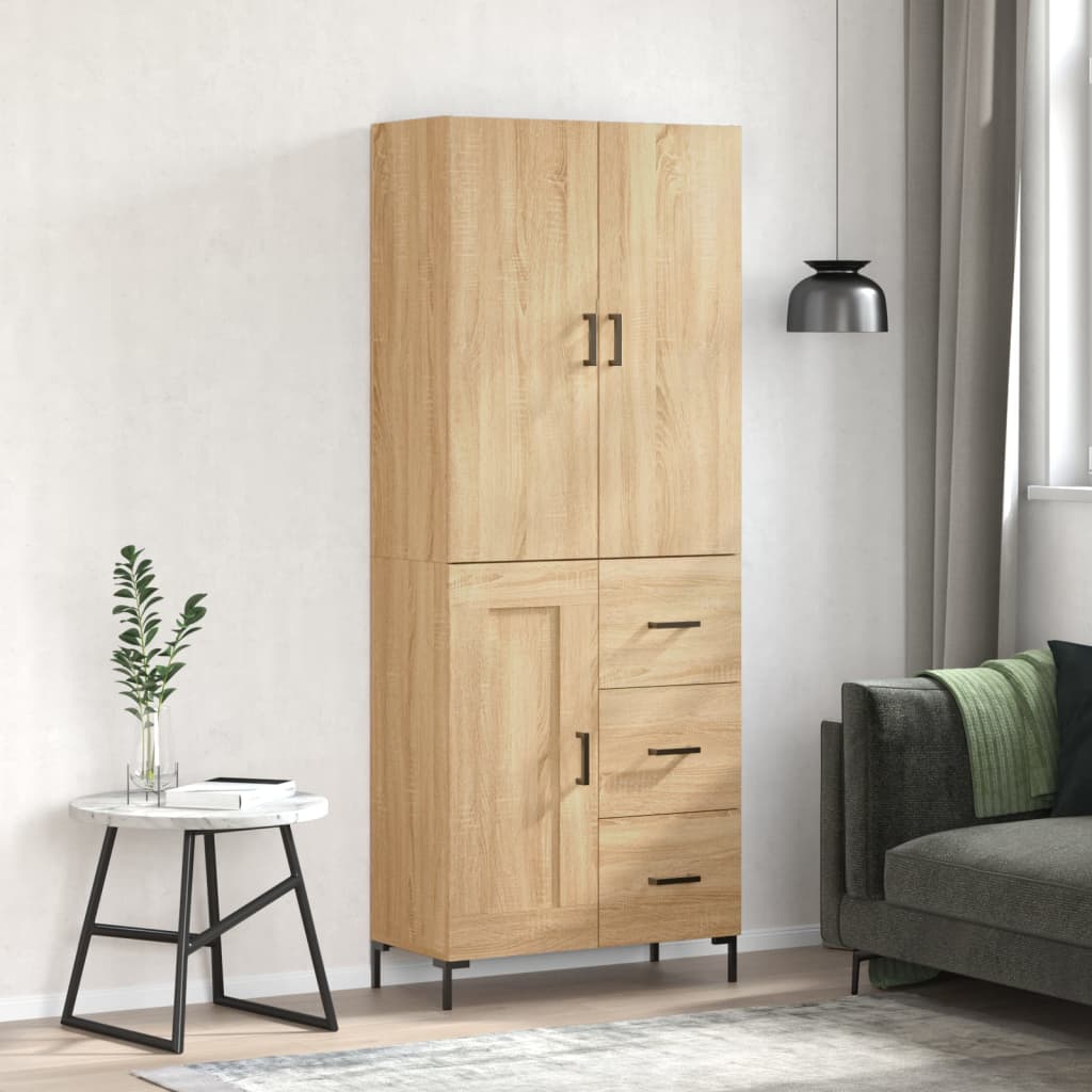 vidaXL Witrynka, dąb sonoma, 69,5x34x180 cm, materiał drewnopochodny