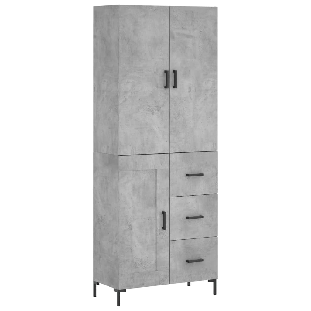 vidaXL Witrynka, szarość betonu 69,5x34x180 cm materiał drewnopochodny