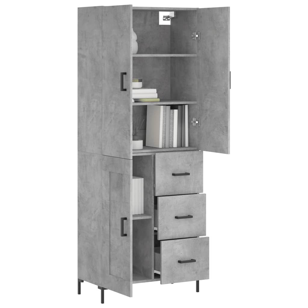 vidaXL Witrynka, szarość betonu 69,5x34x180 cm materiał drewnopochodny