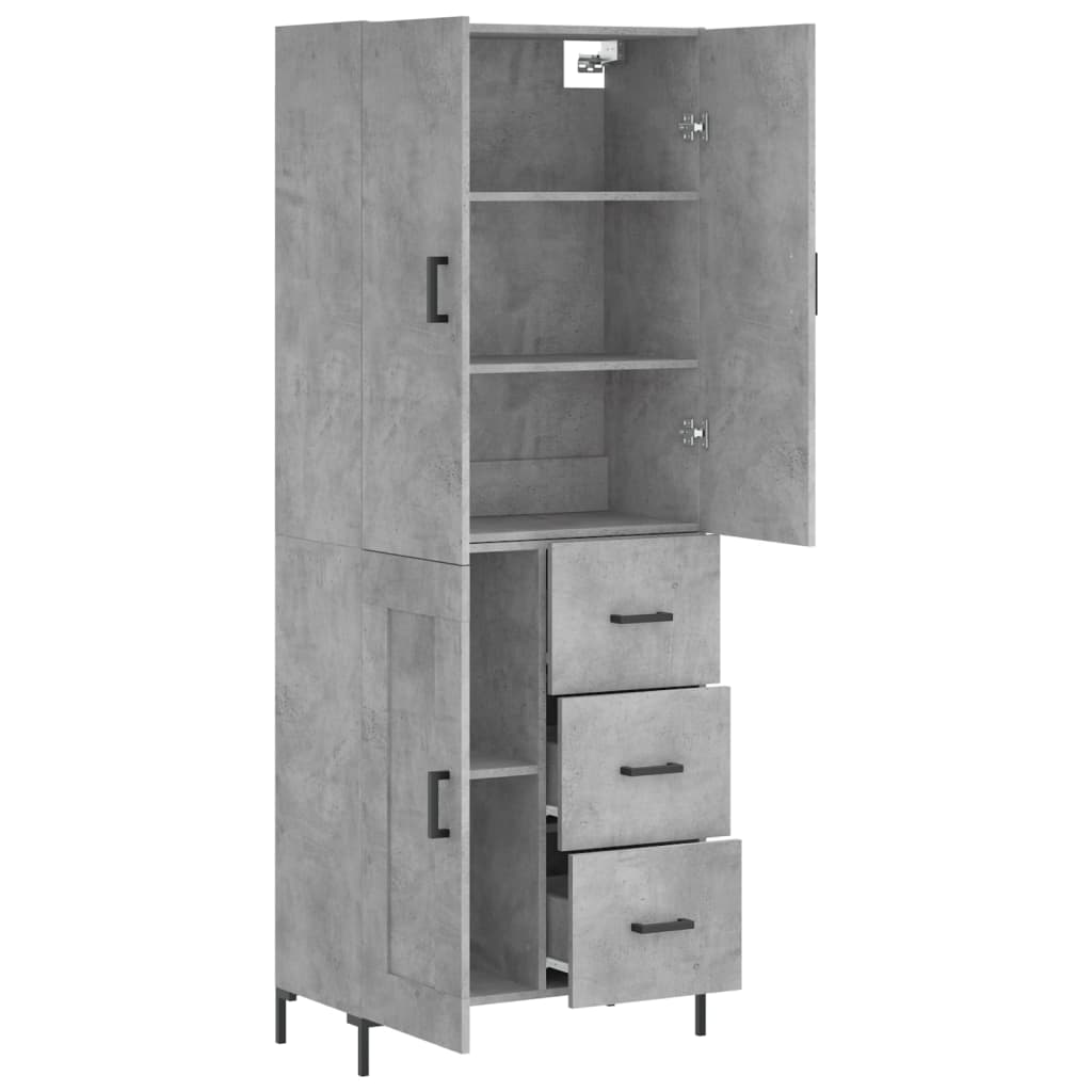 vidaXL Witrynka, szarość betonu 69,5x34x180 cm materiał drewnopochodny