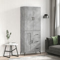 vidaXL Witrynka, szarość betonu 69,5x34x180 cm materiał drewnopochodny