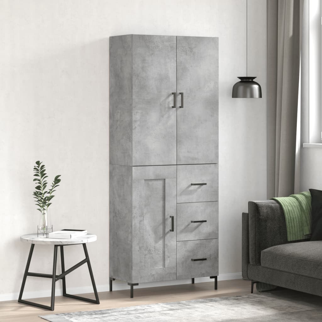 vidaXL Witrynka, szarość betonu 69,5x34x180 cm materiał drewnopochodny