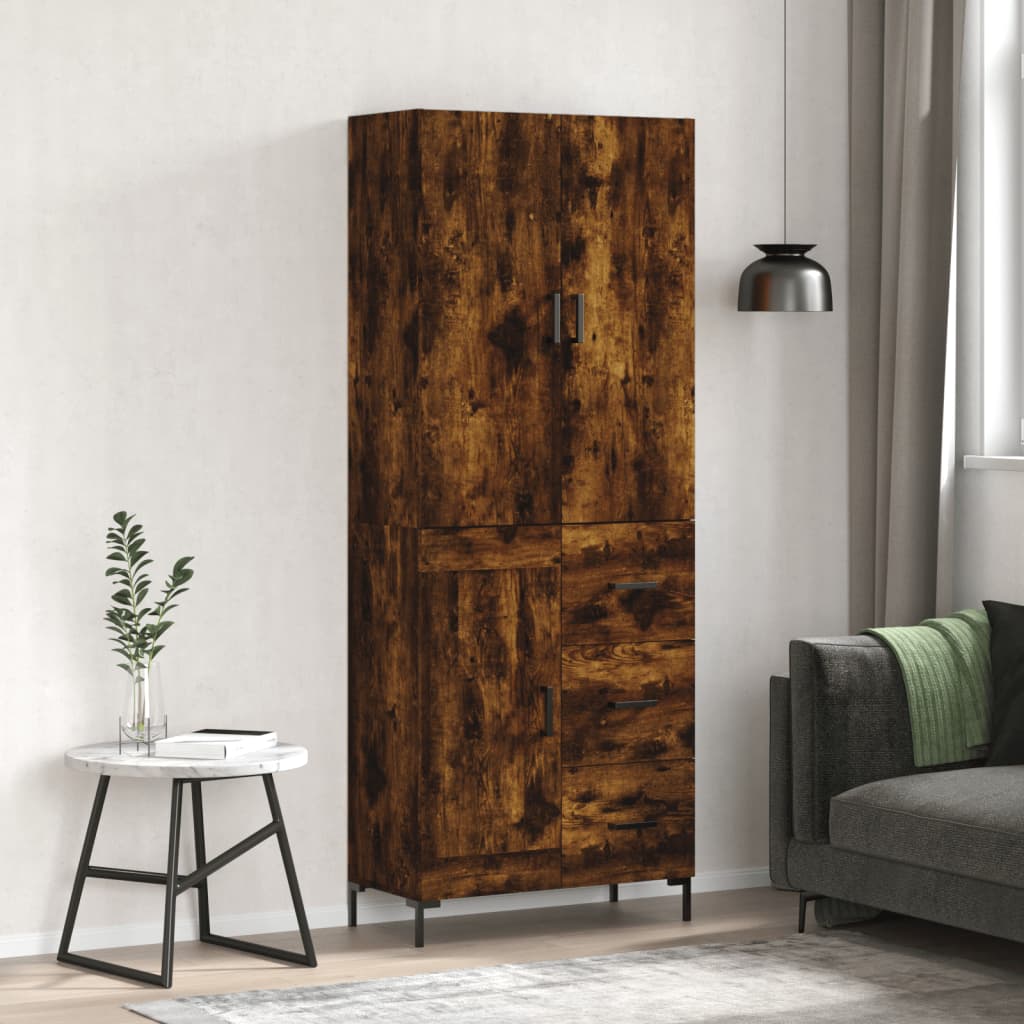 vidaXL Witrynka przydymiony dąb 69,5x34x180 cm materiał drewnopochodny