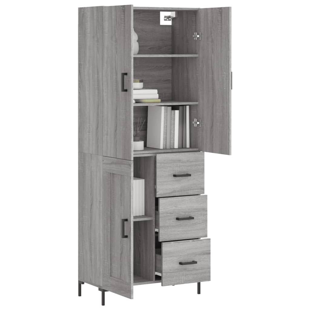 vidaXL Witrynka szary dąb sonoma 69,5x34x180cm materiał drewnopochodny