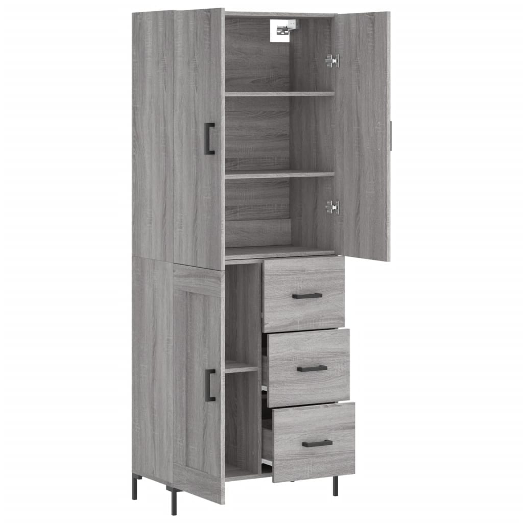 vidaXL Witrynka szary dąb sonoma 69,5x34x180cm materiał drewnopochodny