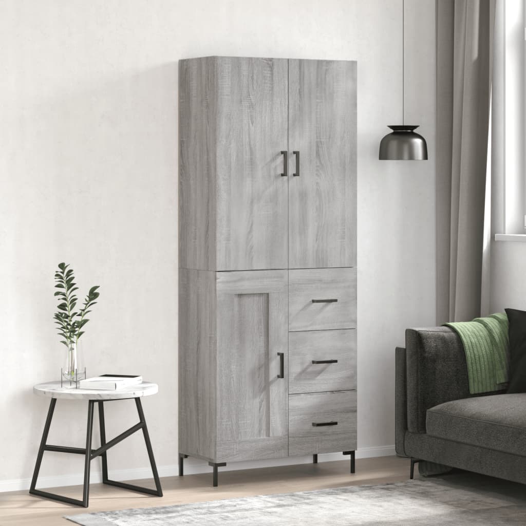 vidaXL Witrynka szary dąb sonoma 69,5x34x180cm materiał drewnopochodny