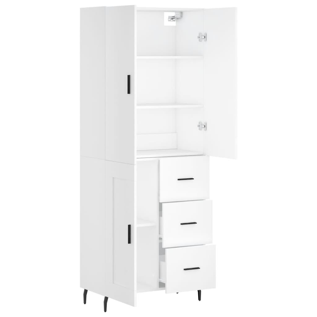 vidaXL Witrynka, biała, 69,5x34x180 cm, materiał drewnopochodny