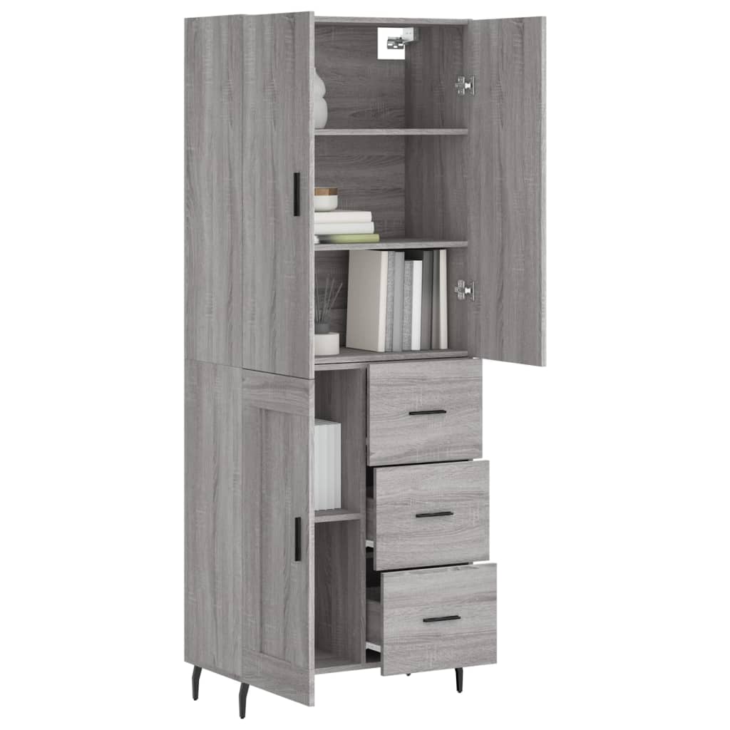 vidaXL Witrynka szary dąb sonoma 69,5x34x180cm materiał drewnopochodny