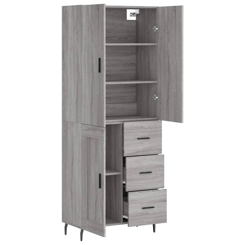 vidaXL Witrynka szary dąb sonoma 69,5x34x180cm materiał drewnopochodny
