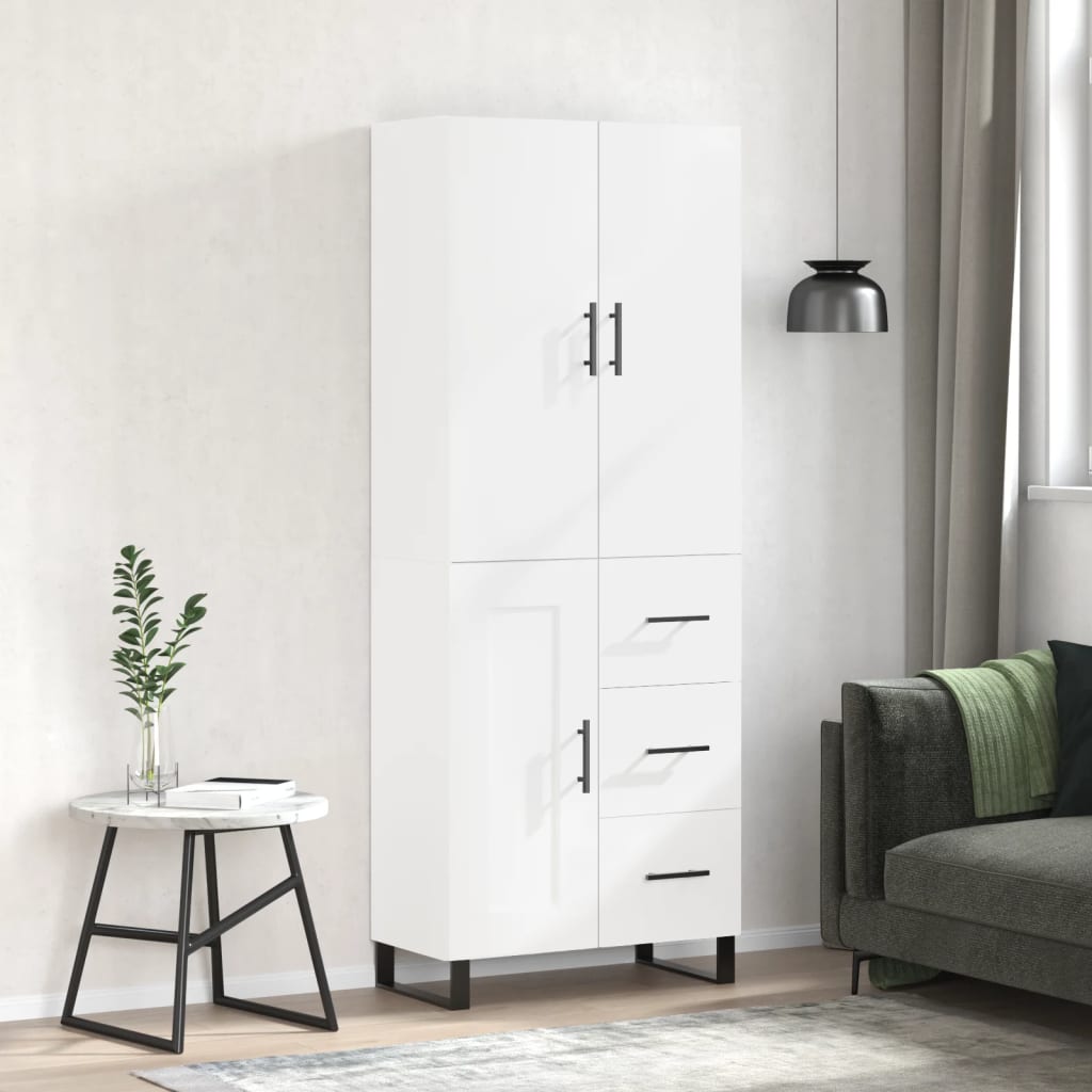 vidaXL Witrynka, biała, 69,5x34x180 cm, materiał drewnopochodny