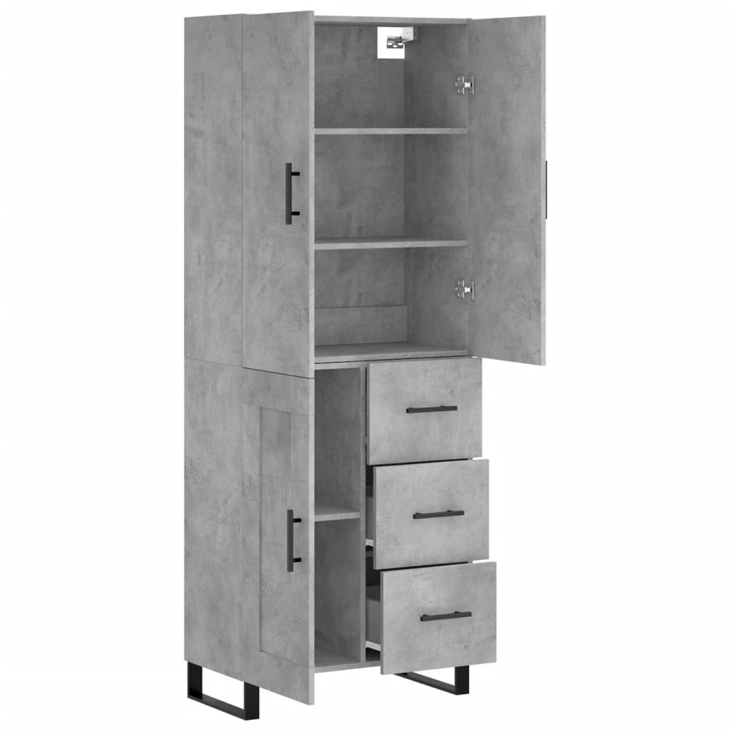 vidaXL Witrynka, szarość betonu 69,5x34x180 cm materiał drewnopochodny