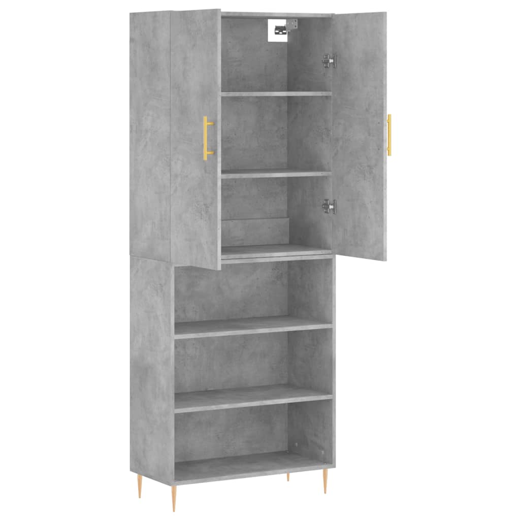 vidaXL Witrynka, szarość betonu 69,5x34x180 cm materiał drewnopochodny