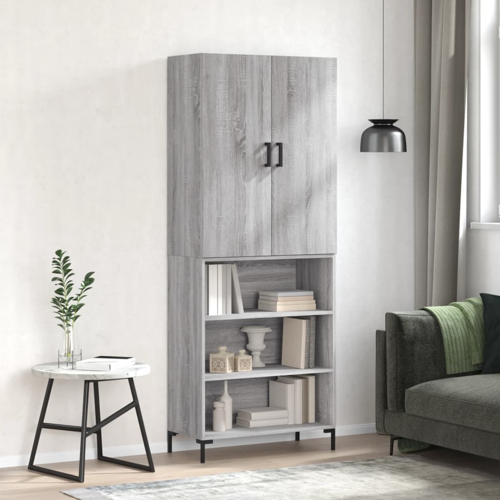 vidaXL Witrynka szary dąb sonoma 69,5x34x180cm materiał drewnopochodny