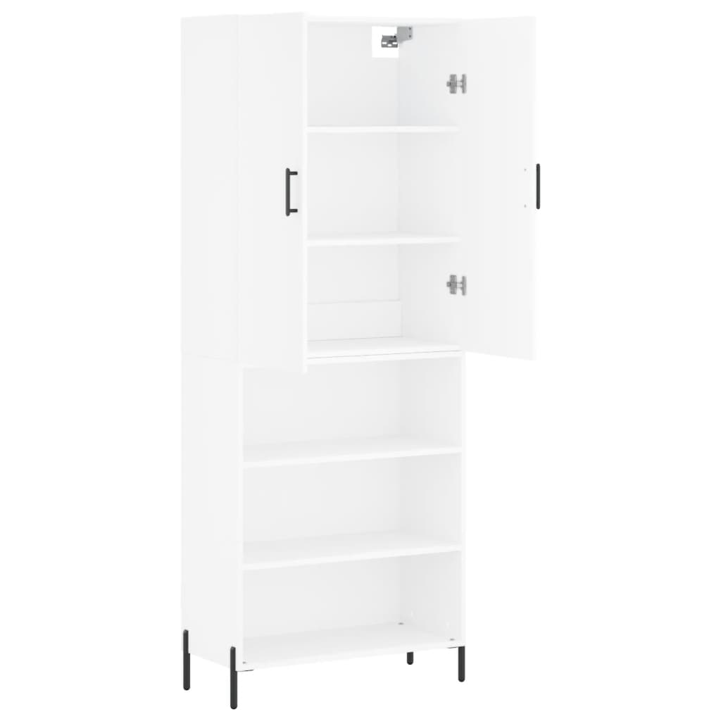 vidaXL Witrynka, biała, 69,5x34x180 cm, materiał drewnopochodny